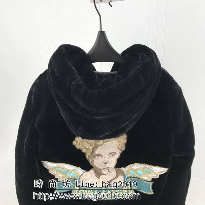 DＧ杜嘉班納 18FW秋冬新款 愛神丘比特燙鑽刺繡logo 毛絨外套 情侶款 ydi1846